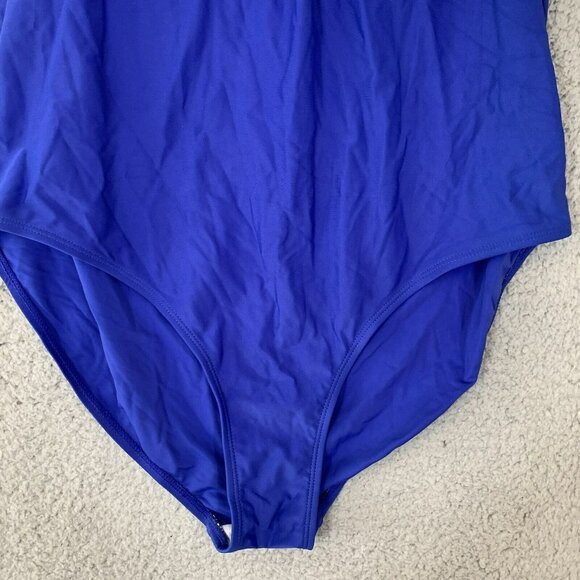 Women's Blue Polka Dot Halter One Piece Swimsuit Retro Color Block XL - Picture 4 of 6